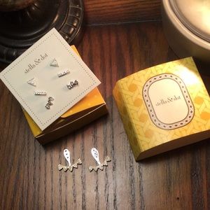 Stella & Dot Aurora stud pack-silver w/